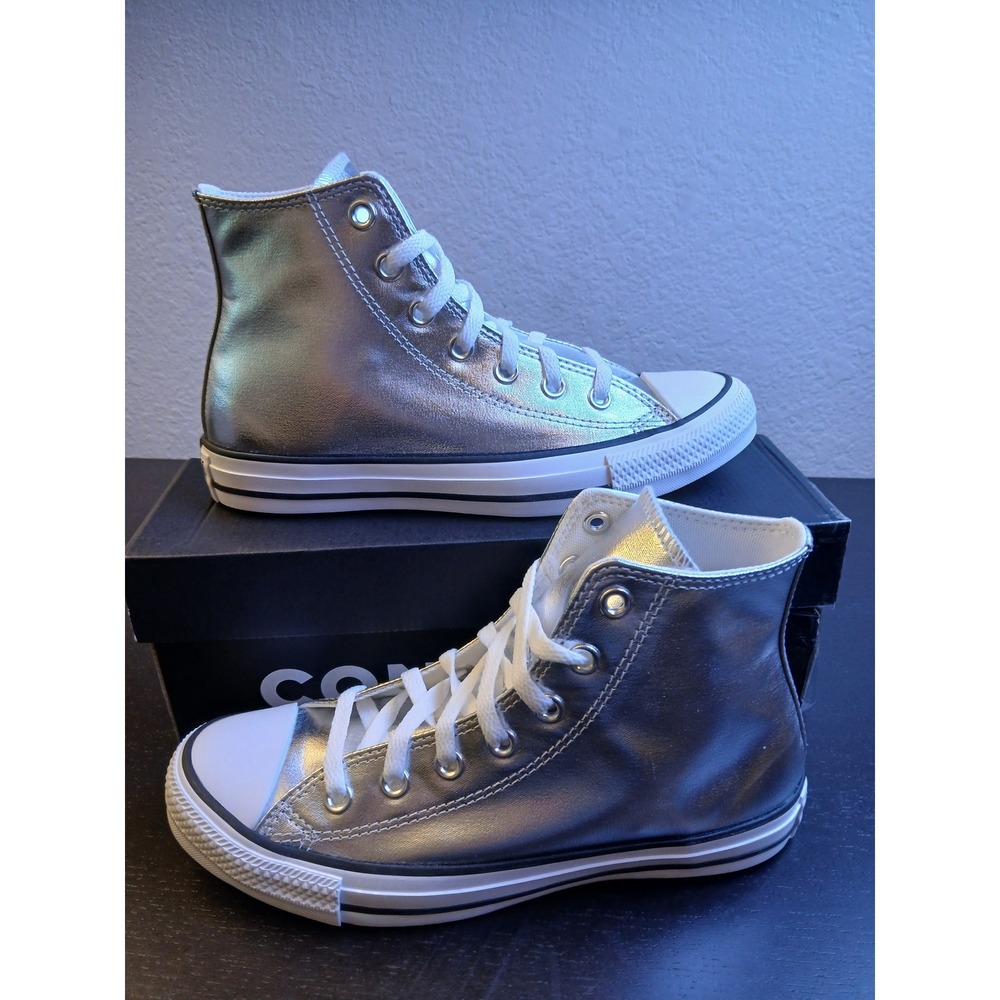 Converse Chuck Taylor All Star Hi Metallic Granite Silver Womens 7.5 A14875C New - Picture 8 of 12